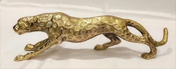 Aluminum Solid Metal Gold Panther Antique Showpiece Home Decor & Gifting Bright Brass Finish Handcrafted Decoration for Shelf Console Cabinet TV Unit Showcase in Drawing Bedroom Living Room - Silver