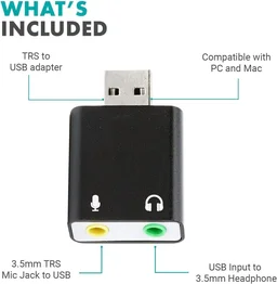 Mini Sound Card, USB External Sound Card Audio Adapter Audio Interface Converter with Audio Input and Output Jack Plug & Play Sound Card for BM 800 Mic and Studio Recording- Multicolor