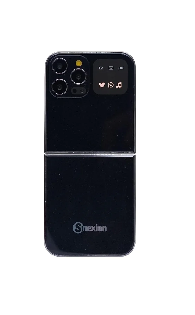 Snexian Rock Smartphone flip With front Display Notification - Black