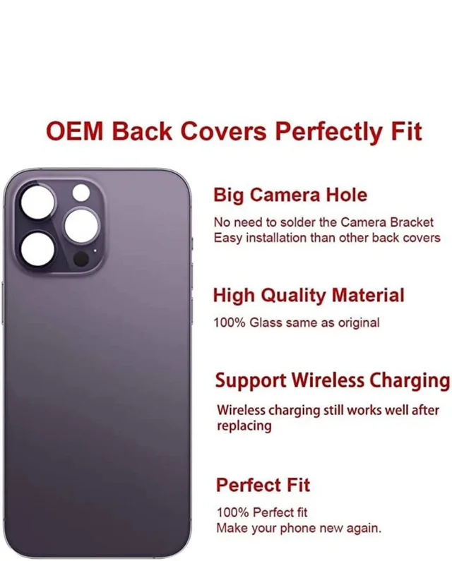Replacement Part for Rear(Back) Glass Panel Compatible with (iPhone 14 Pro) 7 Day Replacement Warranty - Purple