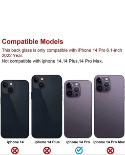 Replacement Part for Rear(Back) Glass Panel Compatible with (iPhone 14 Pro) 7 Day Replacement Warranty - Purple