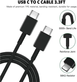 45W USB-C Charger, Samsung Ultra Fast Charger Type C for Samsung Galaxy S23 Ultra/S23+/S22/S21 Ultra/S21 Plus 5G/Note 20 Ultra/S20/S20 Ultra/Note 20, PPS Adapter+ Cable - Black - Black
