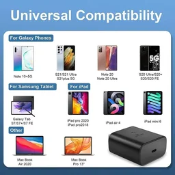 45W USB-C Charger, Samsung Ultra Fast Charger Type C for Samsung Galaxy S23 Ultra/S23+/S22/S21 Ultra/S21 Plus 5G/Note 20 Ultra/S20/S20 Ultra/Note 20, PPS Adapter+ Cable - Black - Black