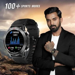 beatXP Super AMOLED Duke Rugged 1.43” Round Bluetooth Calling Smart Watch, Functional Crown - Standard, Army Green