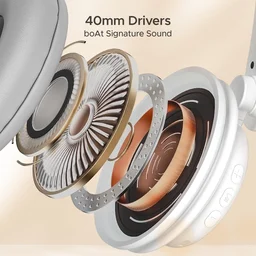 Boat Rockerz 450 Pro Bluetooth On Ear Headphones with Mic with 70 Hours Battery, 40Mm Drivers, Bluetooth V5.0 Padded Ear Cushions - Standard, White Purity