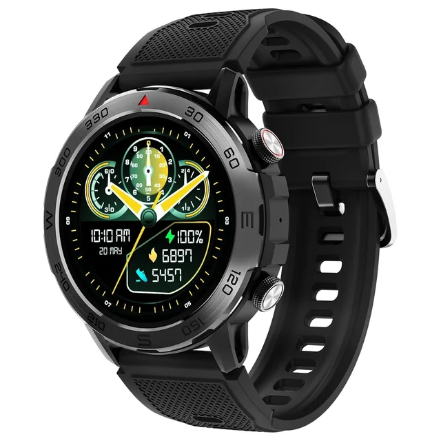 beatXP Super AMOLED Duke Rugged 1.43” Round Bluetooth Calling Smart Watch, Functional Crown - Standard, Army Green