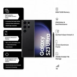 Samsung S23 Ultra Renewed 3 Month Seller Warranty - 256GB, Phantom Black