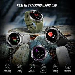 beatXP Super AMOLED Duke Rugged 1.43” Round Bluetooth Calling Smart Watch, Functional Crown - Standard, Army Green