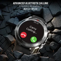 beatXP Super AMOLED Duke Rugged 1.43” Round Bluetooth Calling Smart Watch, Functional Crown - Standard, Army Green