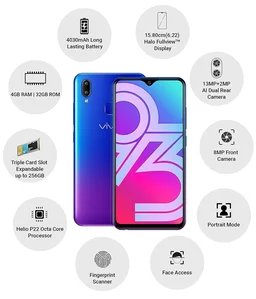Y93 Mobile Just Like New Refurbished 1 Month Warranty - 128GB, Blue