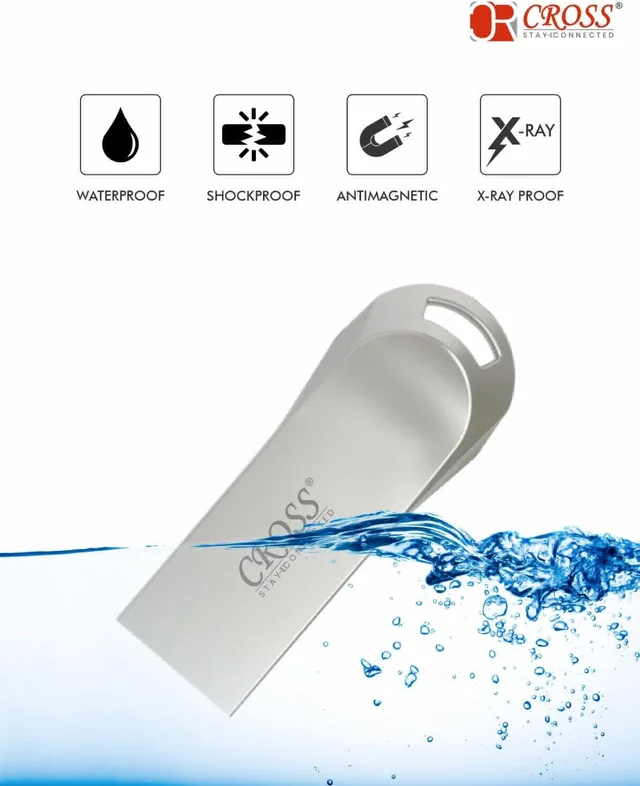 CROSS 3.0 USB Flash Drive/Pen Drive with Metal Body - Silver | External Storage Device 4GB 8GB 16GB 32GB 64GB 128GB Pen Drive | Compatible with Laptop, Desktop, Projector, Car, Audio 1yr Warranty - 32GB
