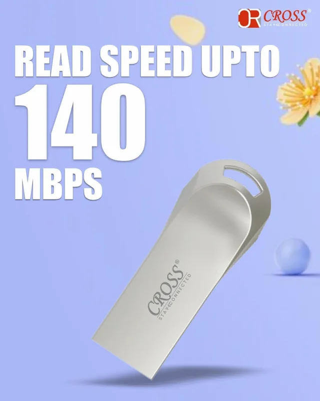 CROSS 3.0 USB Flash Drive/Pen Drive with Metal Body - Silver | External Storage Device 4GB 8GB 16GB 32GB 64GB 128GB Pen Drive | Compatible with Laptop, Desktop, Projector, Car, Audio 1yr Warranty - 32GB
