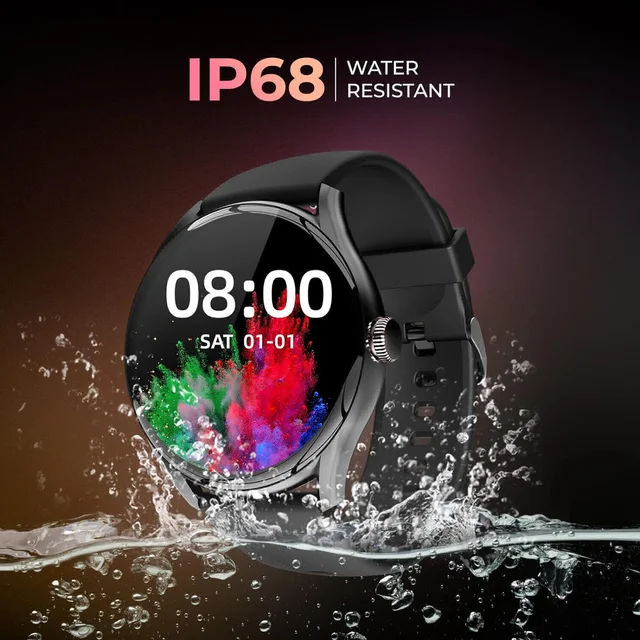beatXP Vega 1.43" (3.6 cm) Super AMOLED Display, One-Tap Bluetooth Calling Smart Watch, 466 * 466px, 1000 Nits Brightness, Always On Display, 24/7 Health Monitoring, IP68 - Gold