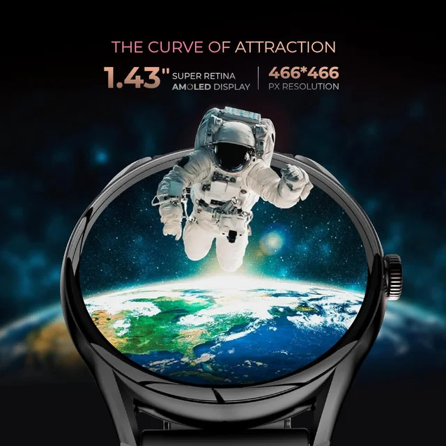 beatXP Vega 1.43" (3.6 cm) Super AMOLED Display, One-Tap Bluetooth Calling Smart Watch, 466 * 466px, 1000 Nits Brightness, Always On Display, 24/7 Health Monitoring, IP68 - Gold