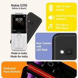 Nokia 5310 Dual SIM Keypad Phone with MP3 Player, Wireless FM Radio and Rear Camera with Flash - White