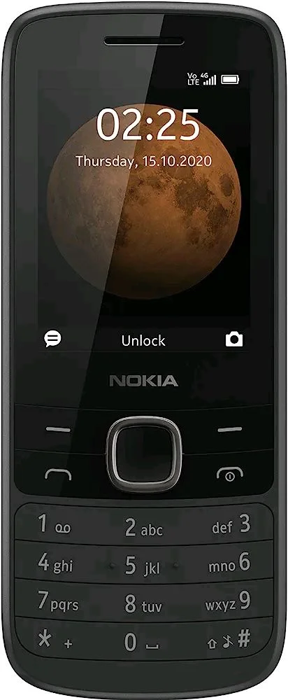 Nokia 225 4G Dual SIM Feature Phone with Long Battery Life, Camera, Multiplayer Games, and Premium Finish - Black