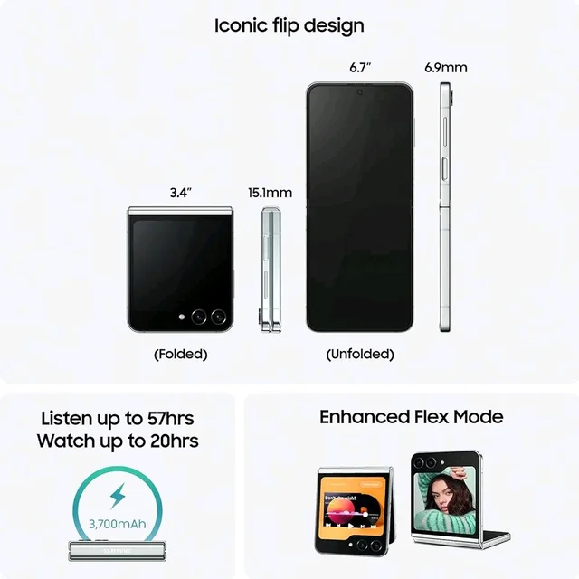 Samsung Galaxy Z Flip5 5G AI Smartphone - 256 GB, Lavender