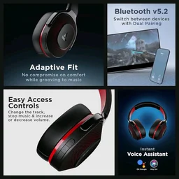 boAt Rockerz 425 Bluetooth Wireless Over Ear Headphones with Mic Signature Sound, Beast Mode for Gaming 30 Days Replacement Warranty Open Box - Gray