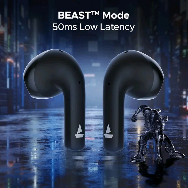 Refurbished boAt Airdopes 125 TWS in Ear Earbuds with 50 Hrs Playtime,Quad Mics with Enx Tech,ASAP Charging,Iwp Tech, Beast Mode with 50 Ms Low Latency,Btv5.3, Ipx5 - Black