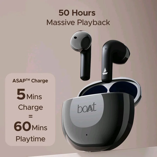 Refurbished boAt Airdopes 125 TWS in Ear Earbuds with 50 Hrs Playtime,Quad Mics with Enx Tech,ASAP Charging,Iwp Tech, Beast Mode with 50 Ms Low Latency,Btv5.3, Ipx5 - Black
