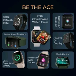 beatXP Marv Ace 1.85” HD Display Bluetooth Calling Smart Watch, Rotary Crown, 240 * 284px, 500 Nits, 60Hz Refresh Rate, 100+ Sports Modes - Black