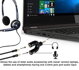 Black 3.5mm U Shape 3 Pin 1 Male to 2 Female EP Stereo Jack Audio Mic Splitter Headset Connector Adapter Compatible with All Mobile Device Phone Converter
