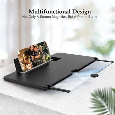 Black Mobile Phone 3D HD Magnifier Screen Expanders for Movies, Videos, and Gaming – Foldable Phone Stand with Screen Amplifier – Compatible with All Smartphones