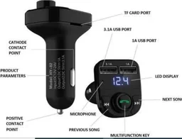 Car Charger Dubble Usb + Bluetooth Receiver