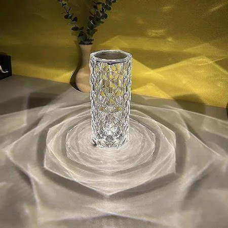 Crystal Touch Table Lamp LED Night Light, 16 Colors Rechargeable Line Diamond Table Lamp with Touch Control , USB Table Lamps, Romantic Lighting Decor for Bedroom (line Style)