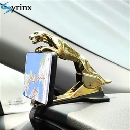 Jaguar Car Mobile Phone Holder Mount Stand 360 Degree Rotation Adjustable Clip Holder for Dashboard (Random Colour)