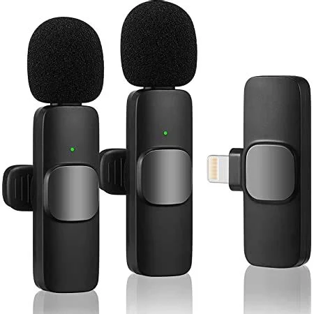 K9 Dual Wireless Microphone, Digital Mini Portable Recording Clip Mic with Receiver for All Type-C Mobile Phones Camera Laptop for Vlogging YouTube Online Class, Zoom Call