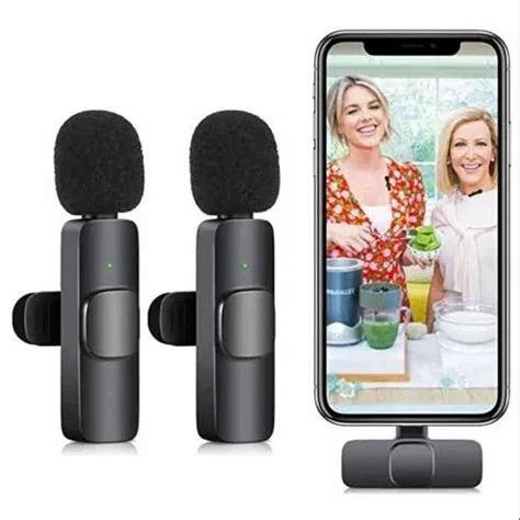 K9 Dual Wireless Microphone, Digital Mini Portable Recording Clip Mic with Receiver for All Type-C Mobile Phones Camera Laptop for Vlogging YouTube Online Class, Zoom Call