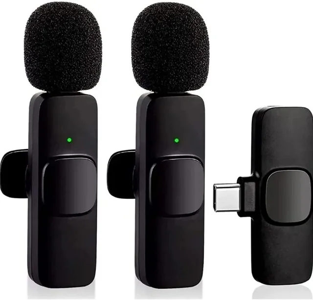 K9 Dual Wireless Microphone, Digital Mini Portable Recording Clip Mic with Receiver for All Type-C Mobile Phones Camera Laptop for Vlogging YouTube Online Class, Zoom Call