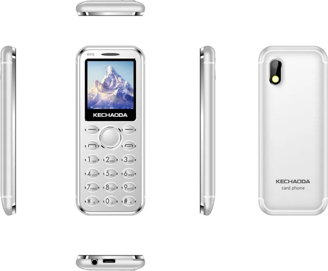 KECHAODA K115 Slim Card Size Dual Sim Phone With External Memory Slot 3.66cm (1.44-Inch) Display Only Mobile Phone & Charging Cable In Box - Black & Silver