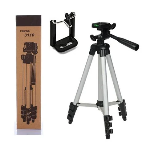 Tripod 3110 Stand with 3-Way Head Tripod 3110 with Mobile Phone Holder Mount Tripod Kit, (Silver, Supports Up to 1100 g)