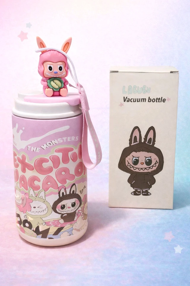 Premium Cartoon Vacuum Insulated Bottle with Cute Keychain | Ideal for Kids & Gifting (500ML , Multiple Colours)