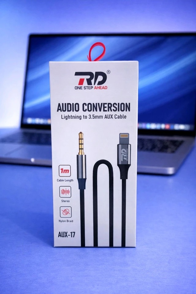 Rd Aux-17 Nylon Braid ( Audio Conversion Lighting To 3.5mm Aux Cable 
