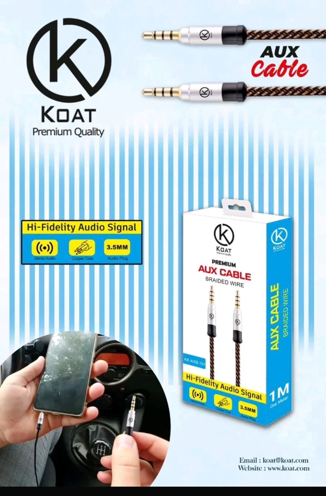 Koat Ax-100 3.5mm Hi- Fidelity Cooper Core Aux Cable 