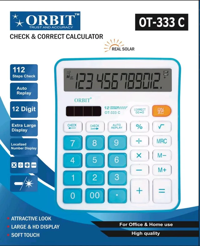 New Orbit OT-333-C High Quality 12 Digits Calculator (Best For Office & Home Use)