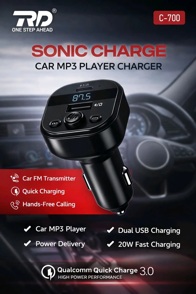 RD C-700 (20w) Sonic Charge Car MP3 Player Charger ( 6 Month Warranty ) 