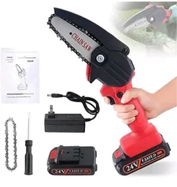New 24V Mini Electric Chainsaw Machine | Rechargeable Cordless Wood Cutting Tool