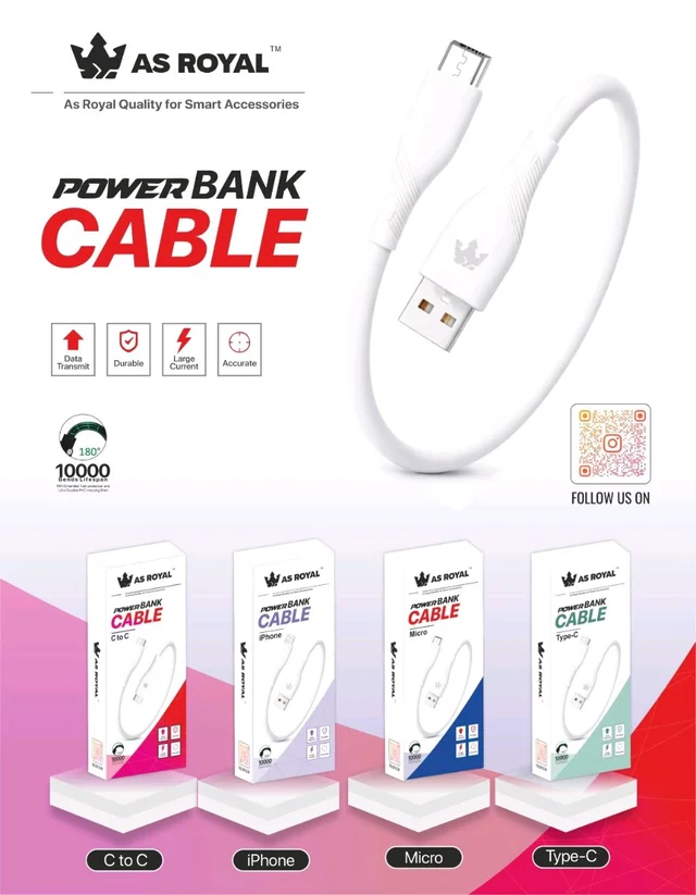 As Royal ( V8 Micro ) Power Bank Cable Box Pecking ( 10pcs Box )