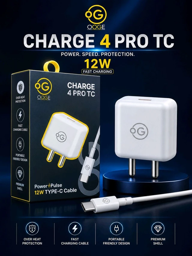 OOGE Charge 4 Pro TC 12W Fast Charger with Type-C Cable  ( 6 Month Warranty )