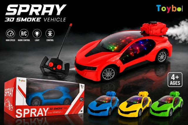 RC Spray Smoke Sports Car with LED Lights & Remote Control | 3D Smoke Effect | Rechargeable High Speed Racing Toy Car for Kids 4+