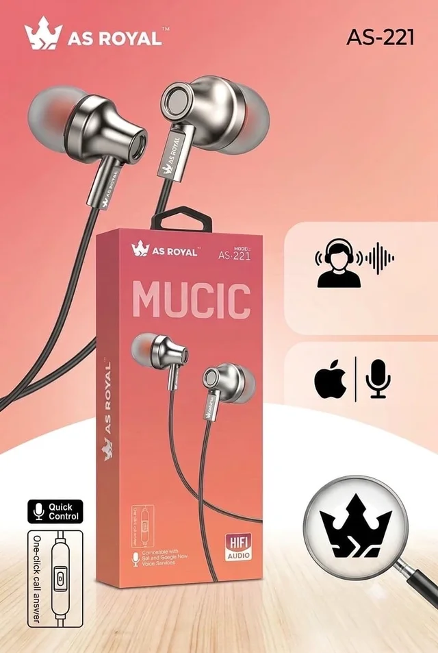 AS Royal As-221 Hi-fi Stereo Sound Box Pecking Earphone