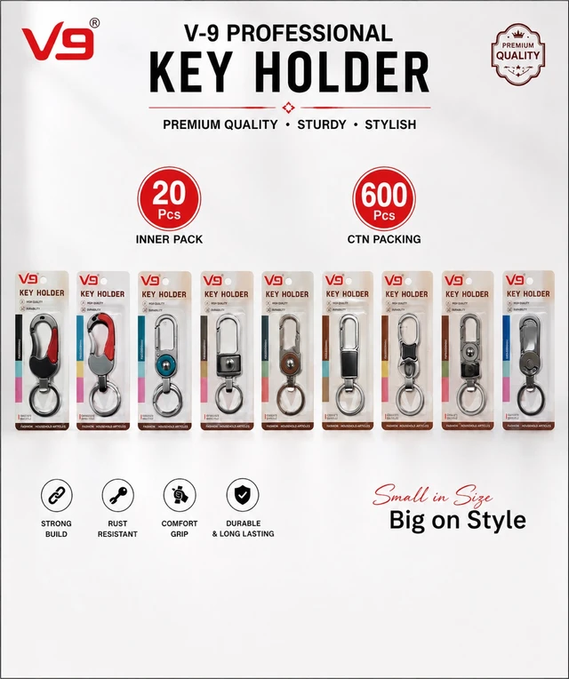New V-9 Professional Key Holder With Metal Mix Design 
