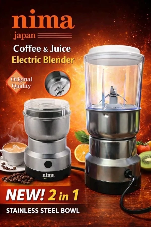 Nima Japan 2 in 1 Electric Coffee & Juice Blender | Stainless Steel Bowl | Powerful Motor | Home & Commercial Use