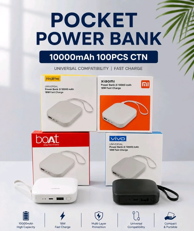 New Pocket Size 10,000Mah Power Bank (Best OG Quality Mix Models One By One Lamination)