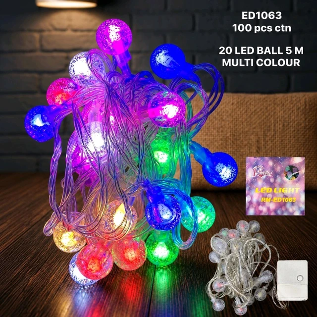 LED Light (1063) Ball String Light 20 LED - 5 Meter Multi Colour