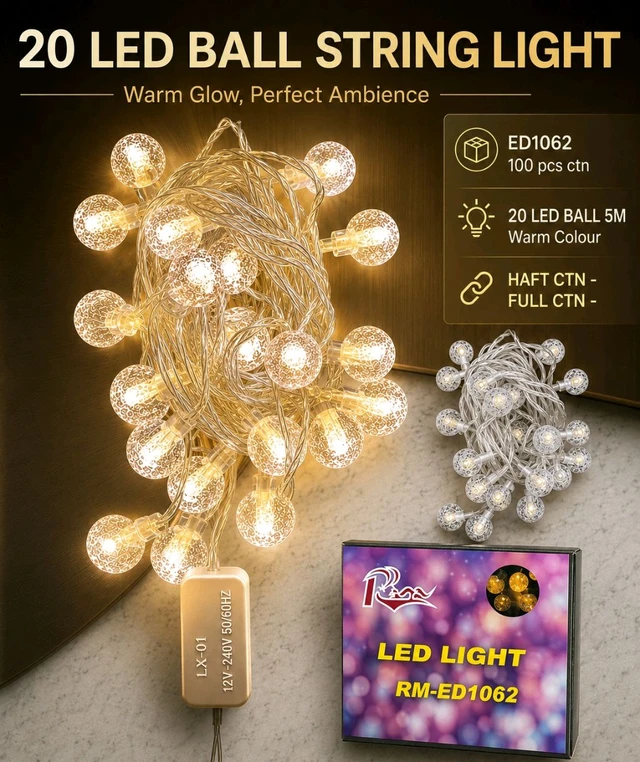 LED Light (1062) Ball String Light 20 LED - 5 Meter Multi Colour